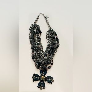 Beaded Layered Necklace With Statement Cross